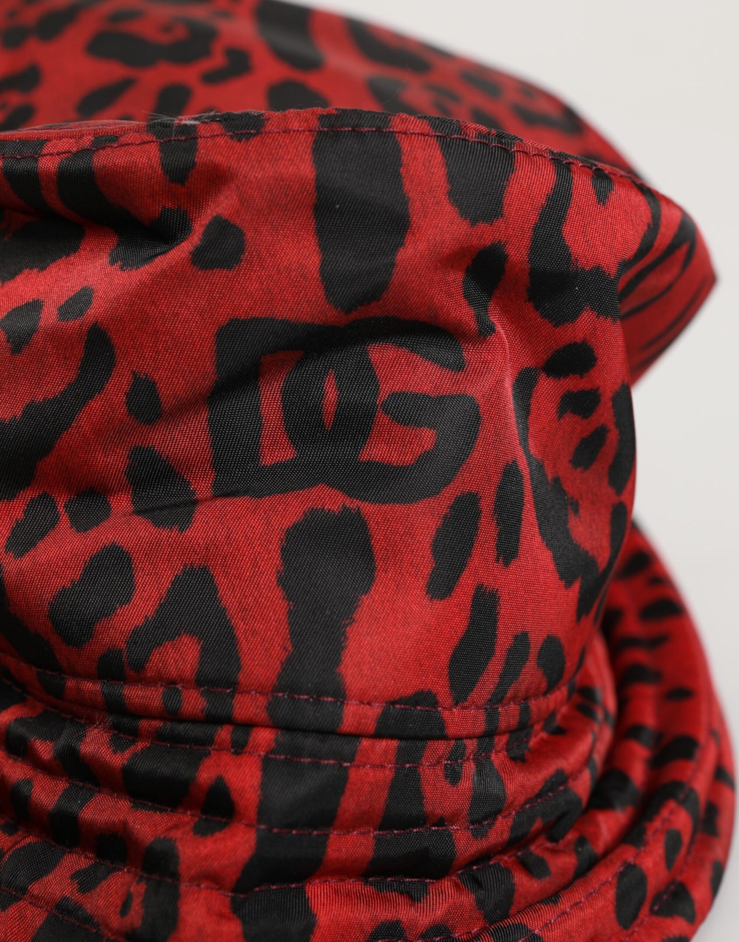Dolce & Gabbana Red Black Nylon Leopard Print Bucket Hat for Men