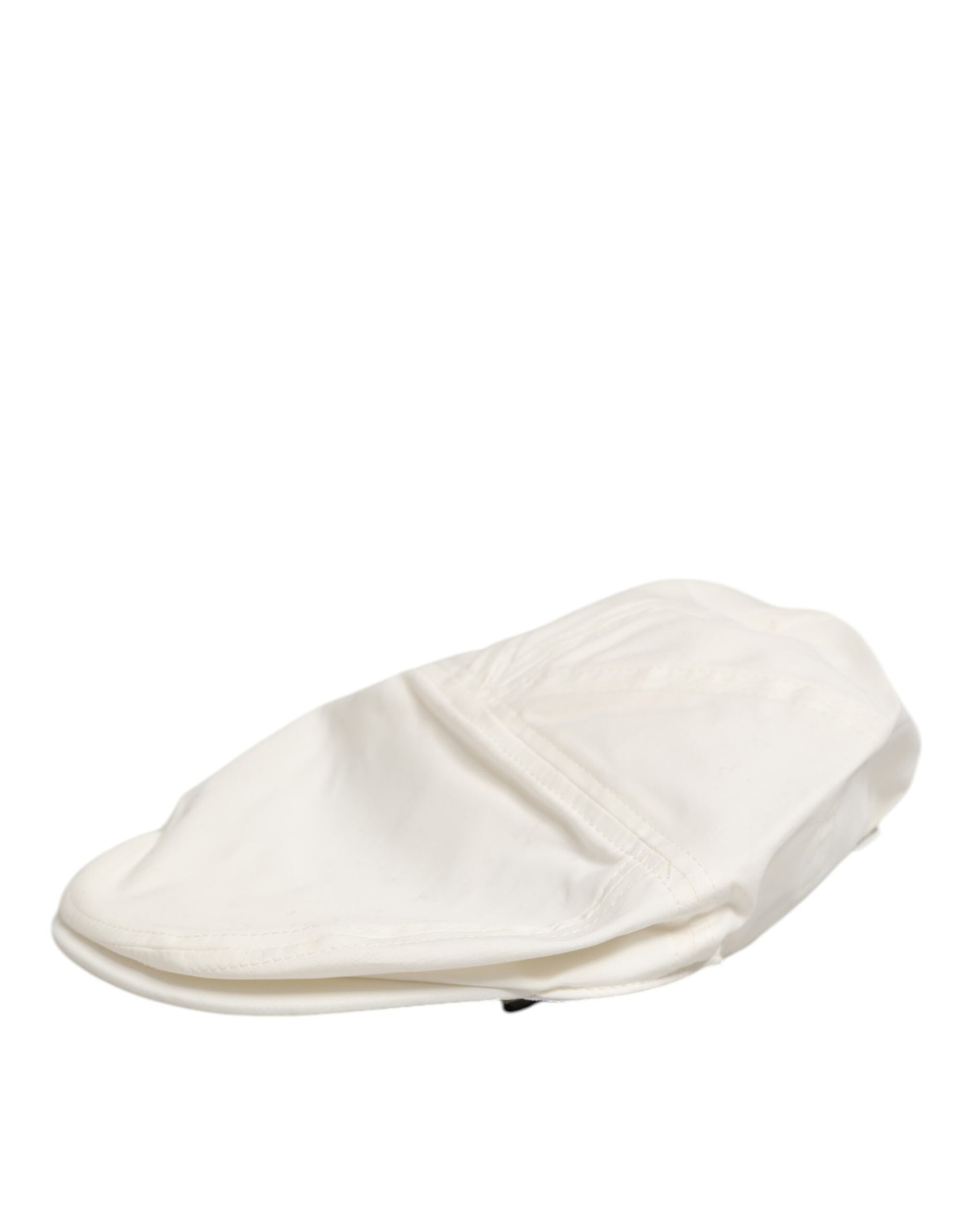 Dolce & Gabbana White Cotton Blend Leather Trim Flat Cap for Men