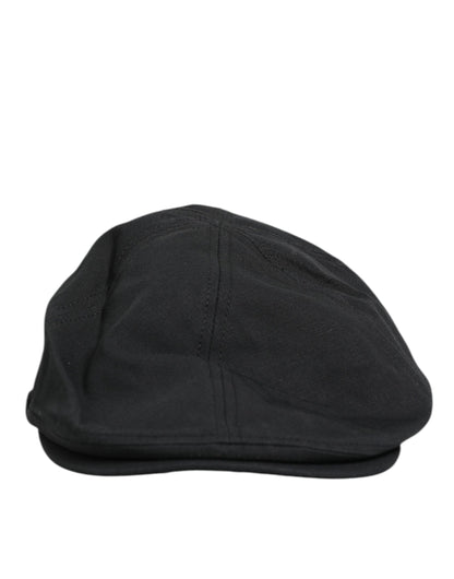 Dolce & Gabbana Black Cotton Blend Newsboy Cap