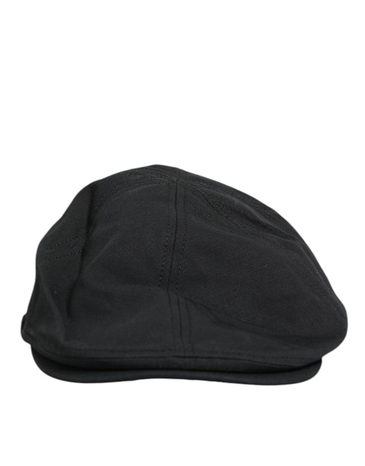 Dolce & Gabbana Black Cotton Blend Newsboy Cap