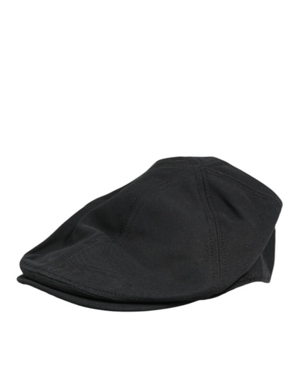 Dolce & Gabbana Black Cotton Blend Newsboy Cap