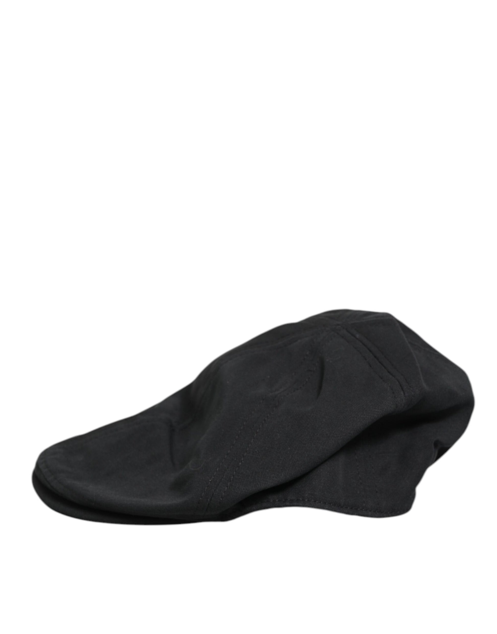 Dolce & Gabbana Black Cotton Blend Newsboy Cap