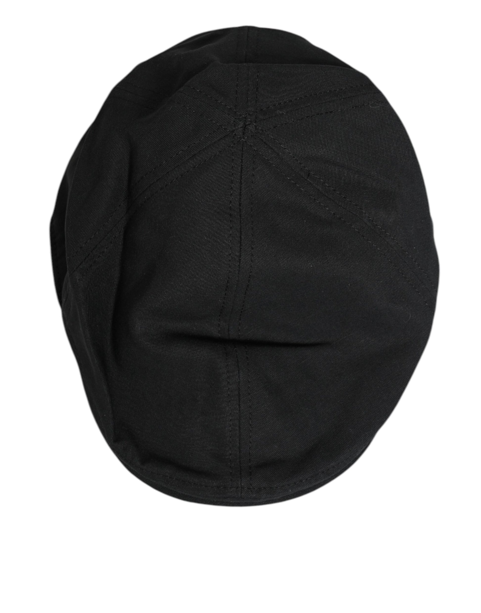 Dolce & Gabbana Black Cotton Blend Newsboy Cap