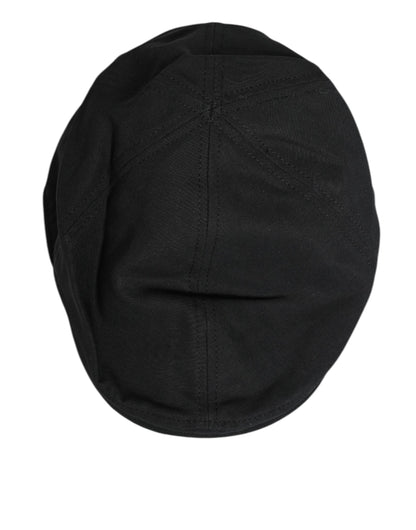 Dolce & Gabbana Black Cotton Blend Newsboy Cap