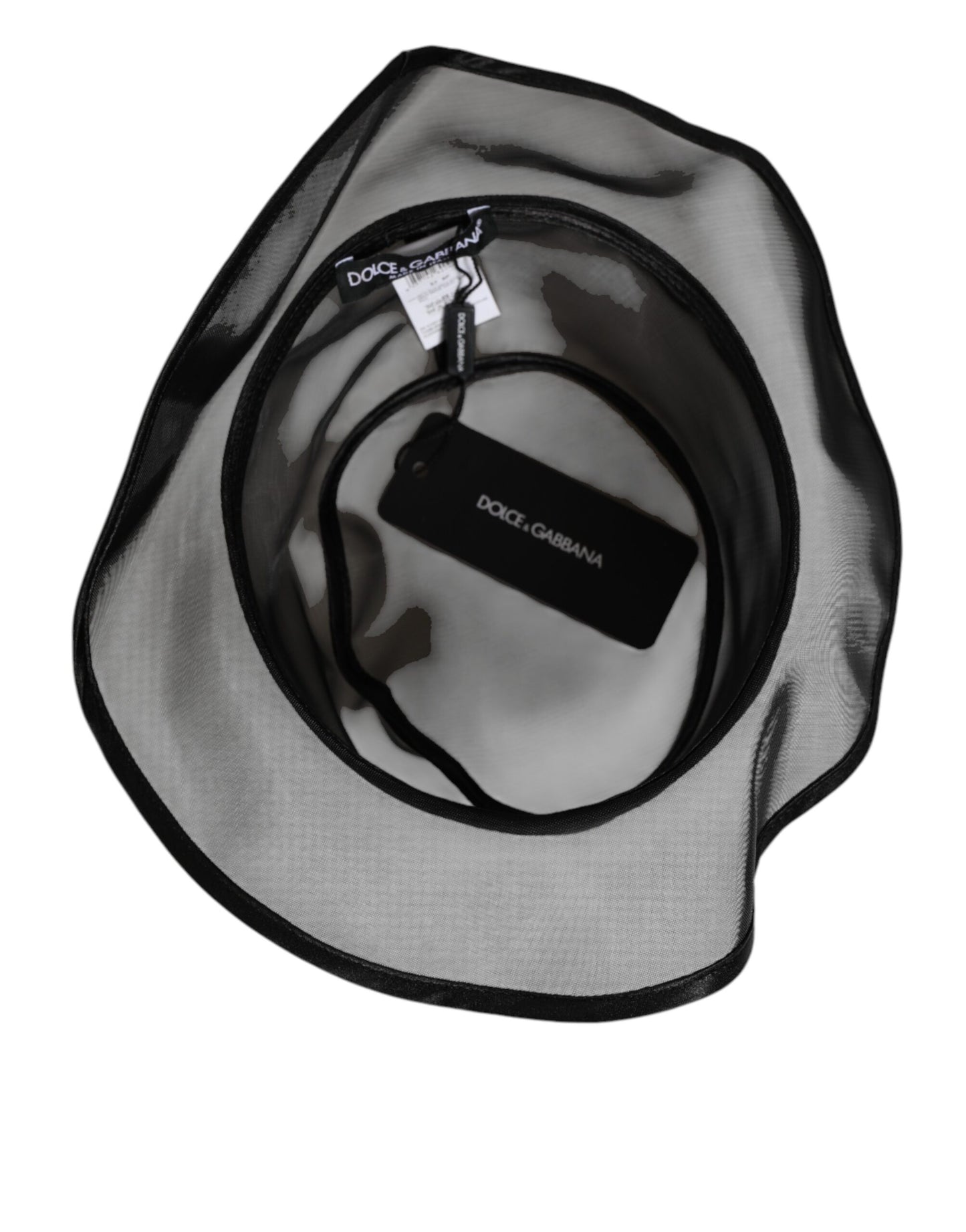 Dolce & Gabbana Black Silk Mesh Bucket Fisherman Cap Hat