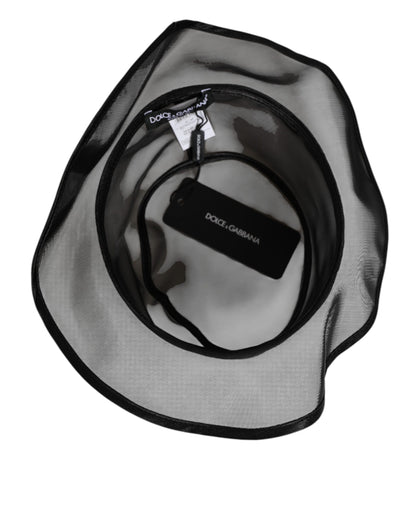 Dolce & Gabbana Black Silk Mesh Bucket Fisherman Cap Hat