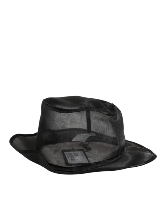 Dolce & Gabbana Black Silk Mesh Bucket Fisherman Cap Hat