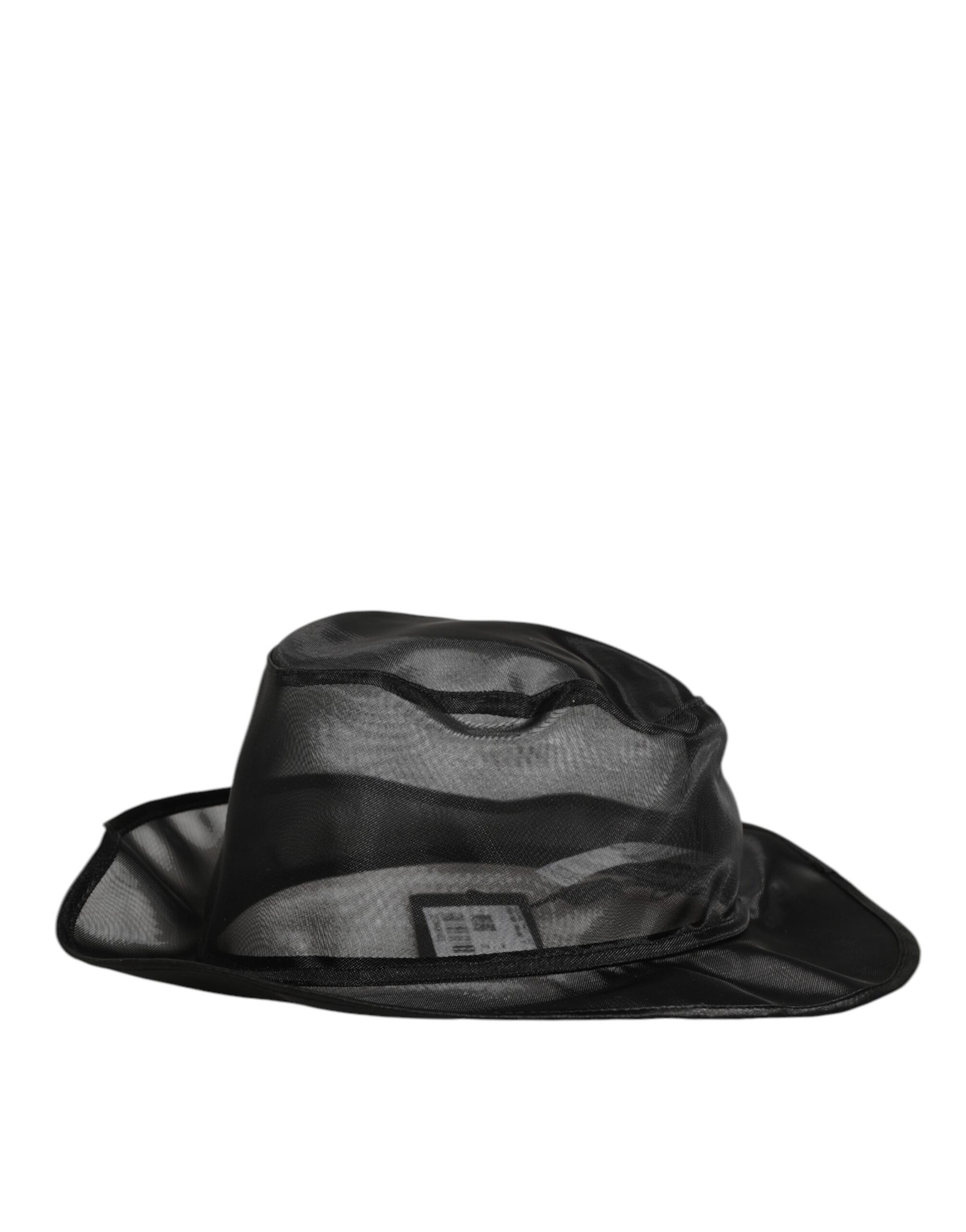 Dolce & Gabbana Black Silk Mesh Bucket Fisherman Cap Hat