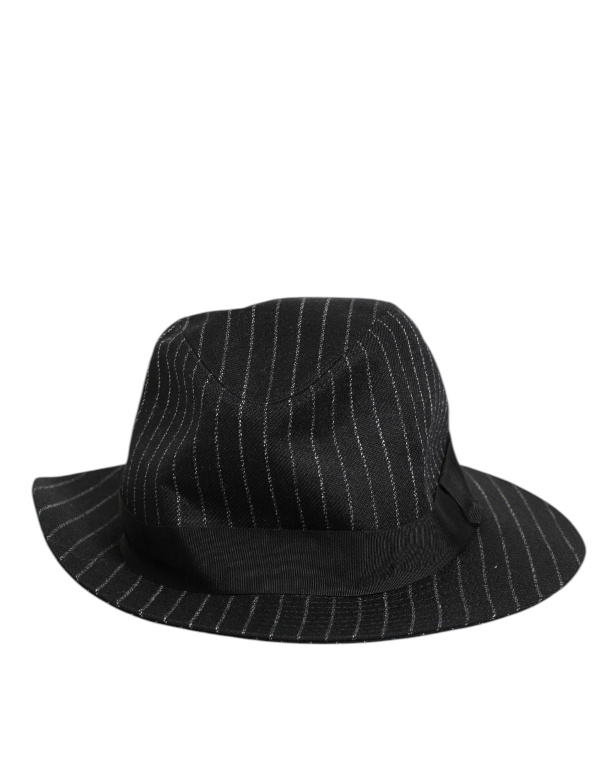 Dolce & Gabbana Black Striped Virgin Wool Fedora Capello Hat