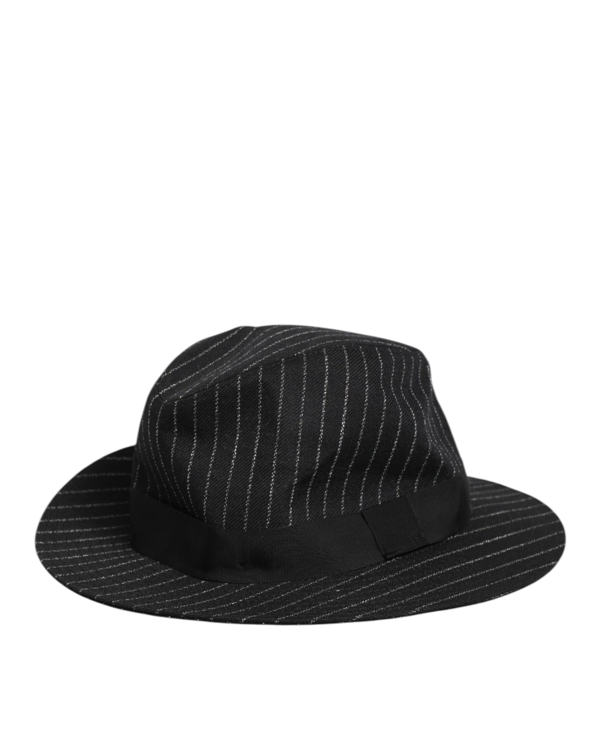 Dolce & Gabbana Black Striped Virgin Wool Fedora Capello Hat