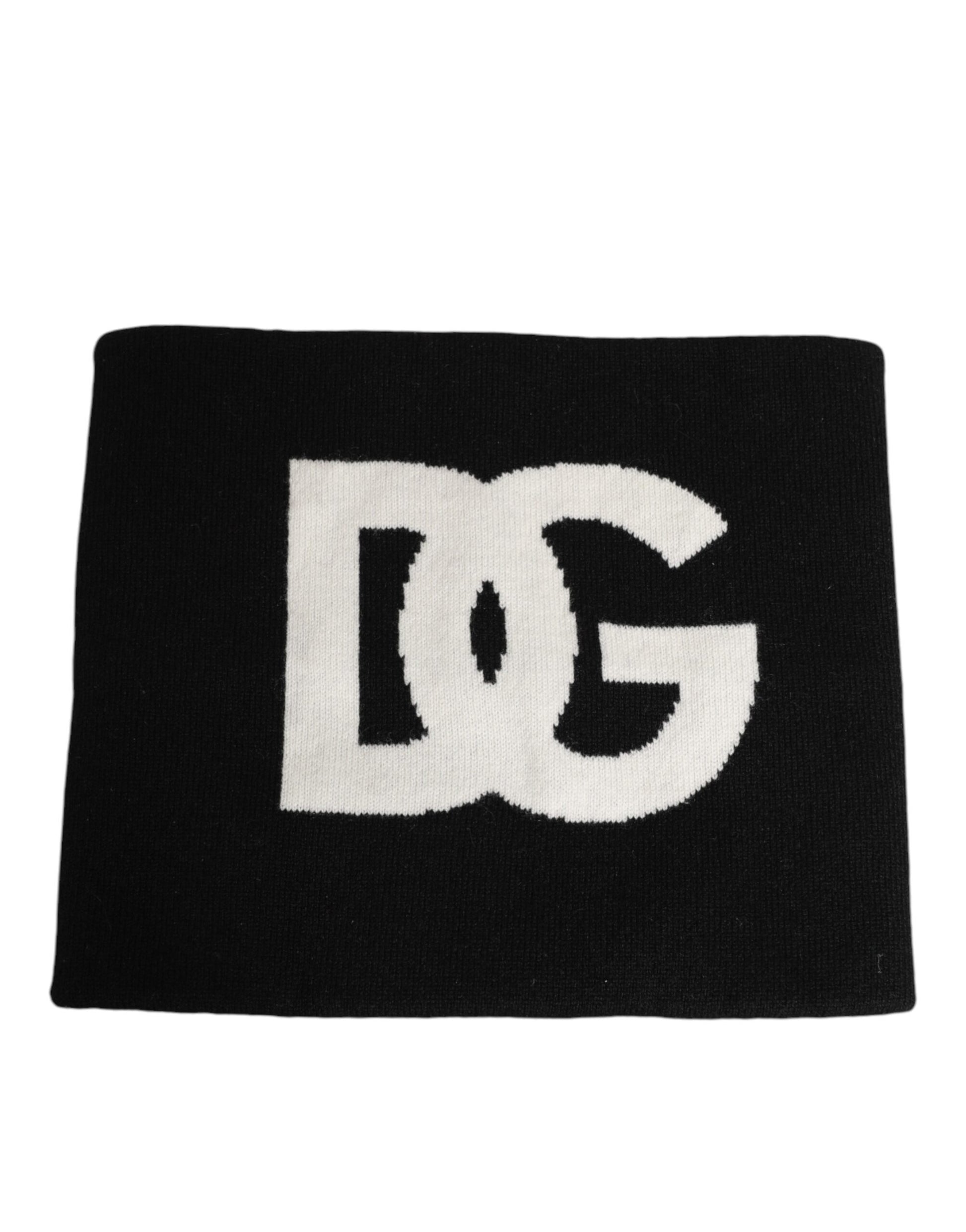 Dolce & Gabbana Black D&G Logo Cashmere Knitted Scarf