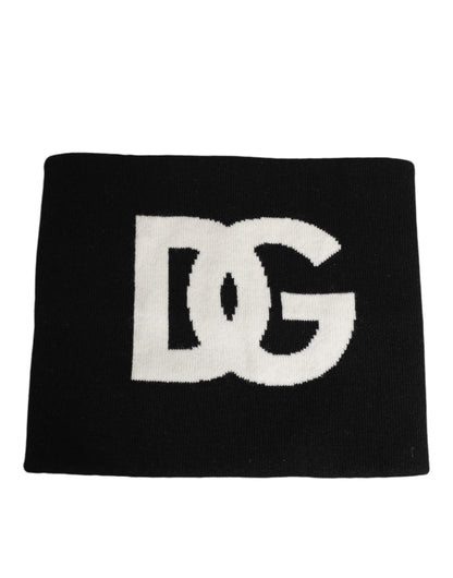Dolce & Gabbana Black D&G Logo Cashmere Knitted Scarf