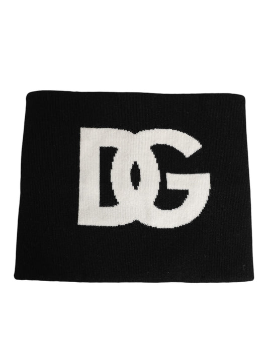 Dolce & Gabbana Black D&G Logo Cashmere Knitted Scarf