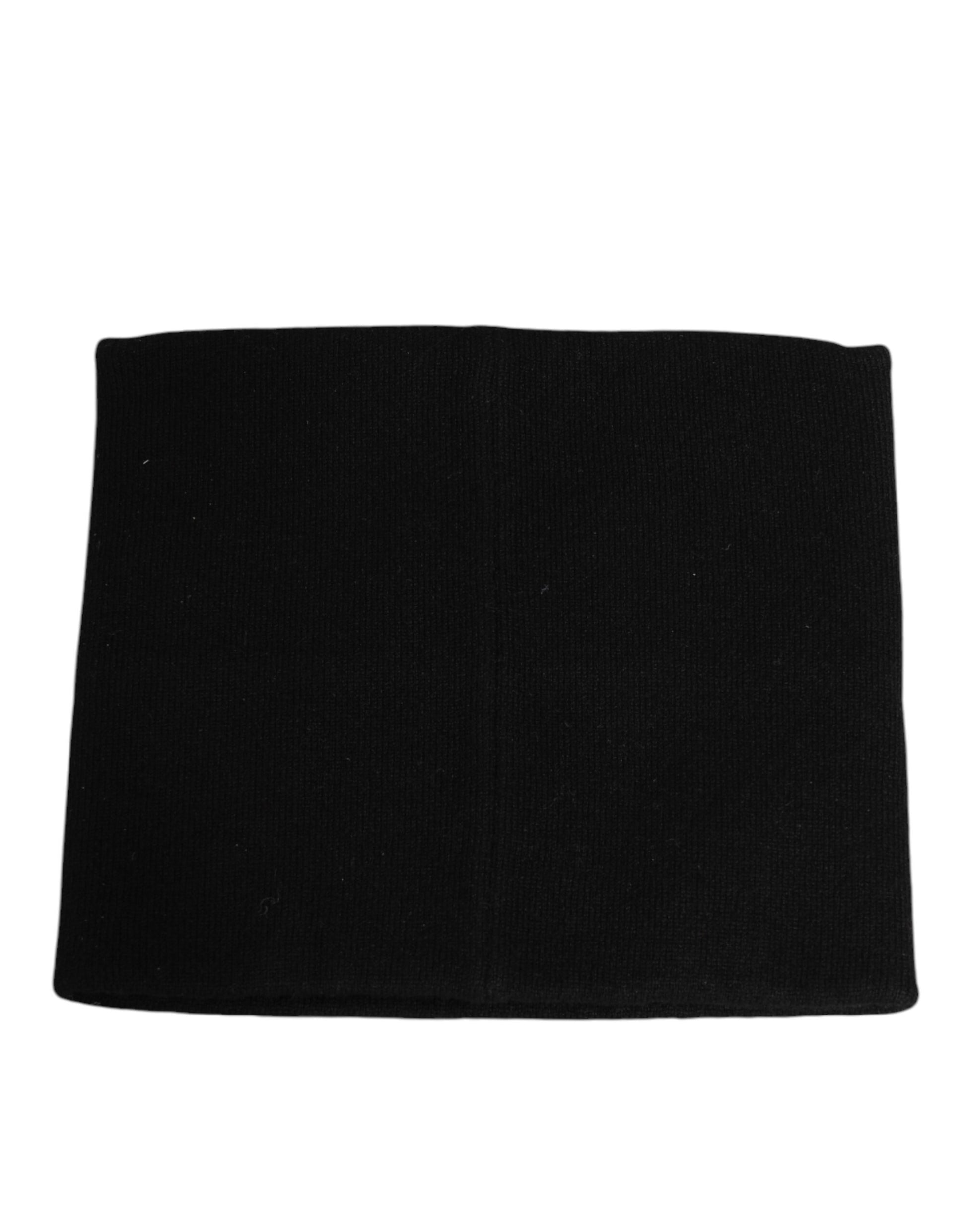 Dolce & Gabbana Black D&G Logo Cashmere Knitted Scarf