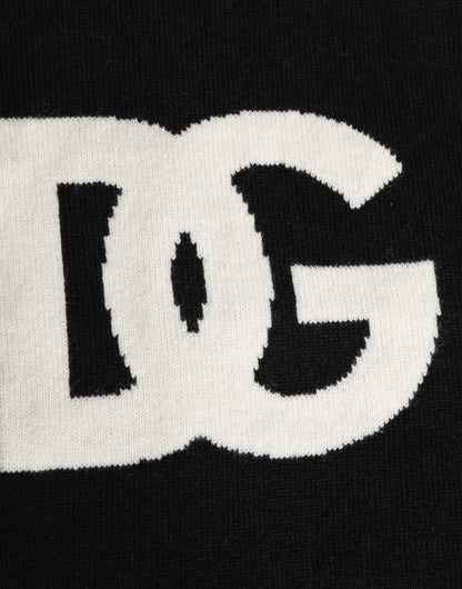 Dolce & Gabbana Black D&G Logo Cashmere Knitted Scarf