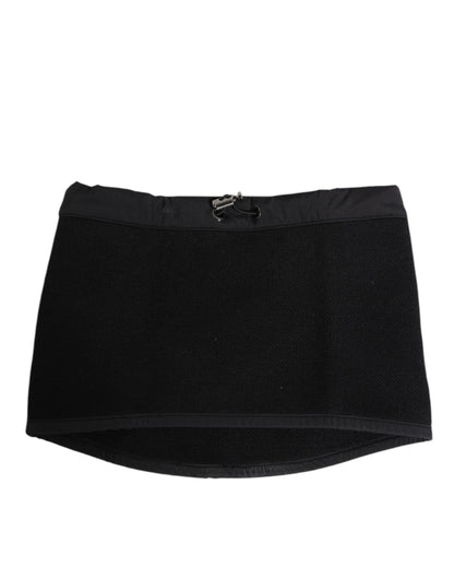 Dolce & Gabbana Black Lace Stole Knitted DG Logo Men Scarf