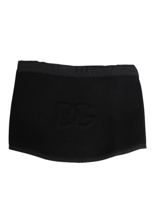 Dolce & Gabbana Black Lace Stole Knitted DG Logo Men Scarf