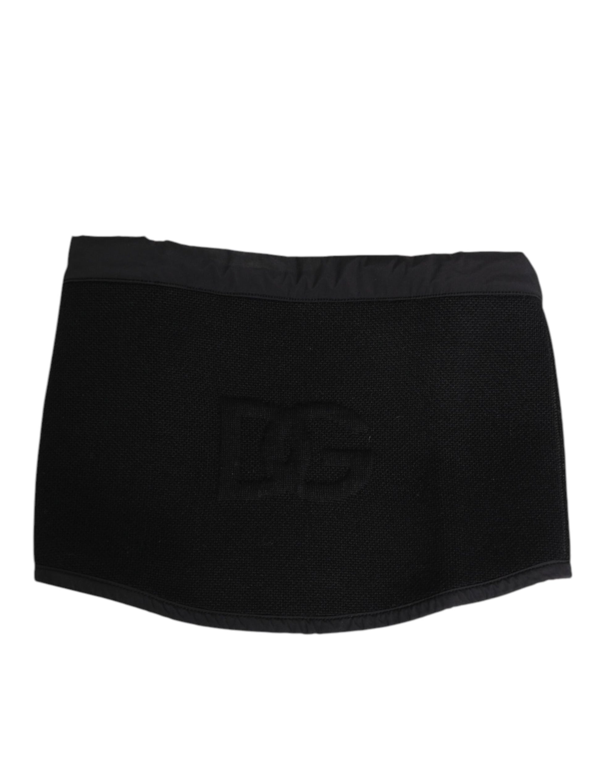 Dolce & Gabbana Black Lace Stole Knitted DG Logo Men Scarf