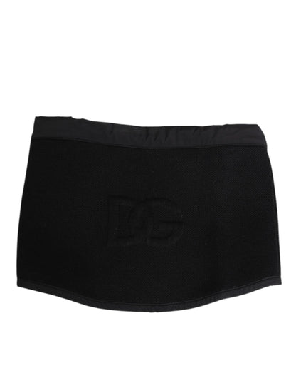 Dolce & Gabbana Black Lace Stole Knitted DG Logo Men Scarf