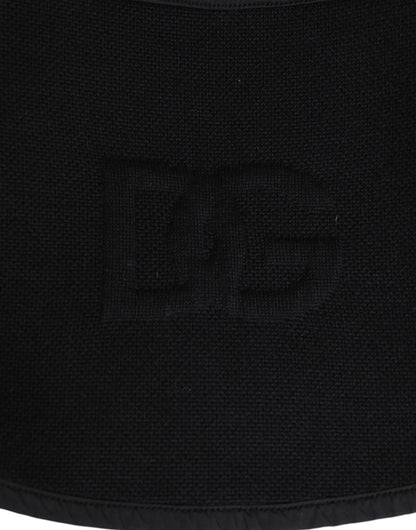Dolce & Gabbana Black Lace Stole Knitted DG Logo Men Scarf