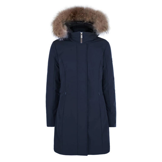 Yes Zee Blue Nylon Jacket with Removable Fur Hood