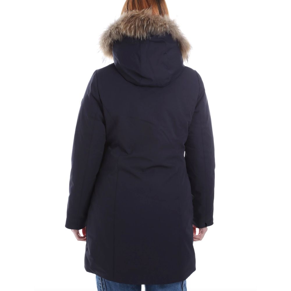 Yes Zee Blue Nylon Jacket with Removable Fur Hood