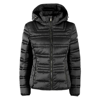 Yes Zee Black Polyester Jacket with Removable Hood