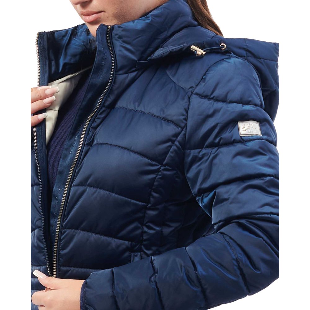 Yes Zee Blue Polyester Jacket with Removable Hood