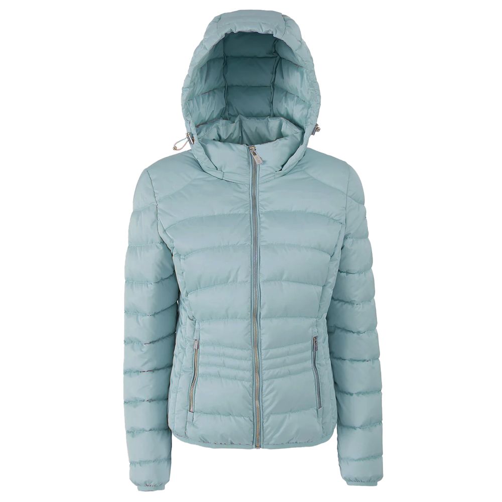 Yes Zee Blue Polyester Jacket with Removable Hood