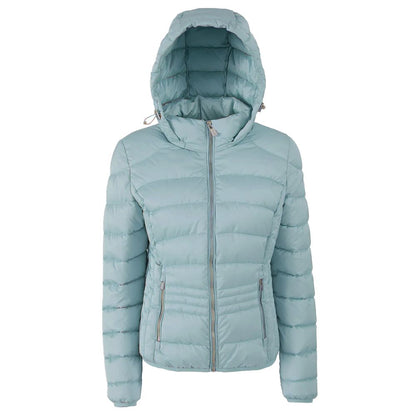 Yes Zee Blue Polyester Jacket with Removable Hood