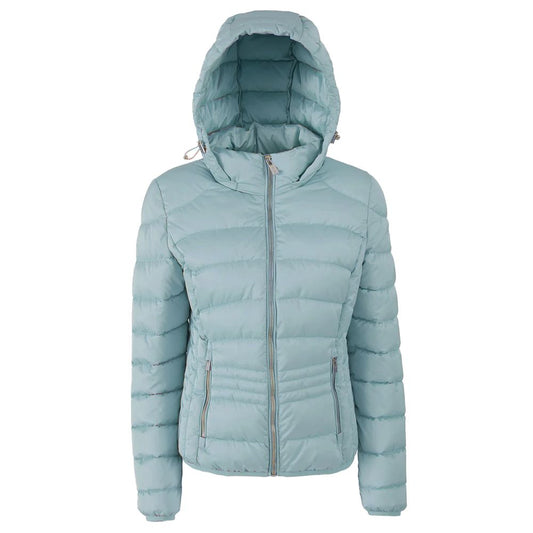 Yes Zee Blue Polyester Jacket with Removable Hood