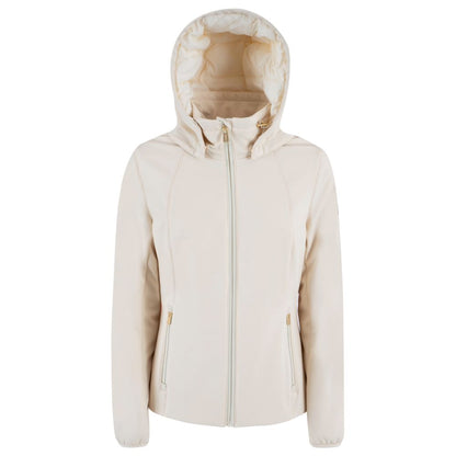 Yes Zee White Nylon Padded Jacket with Removable Hood