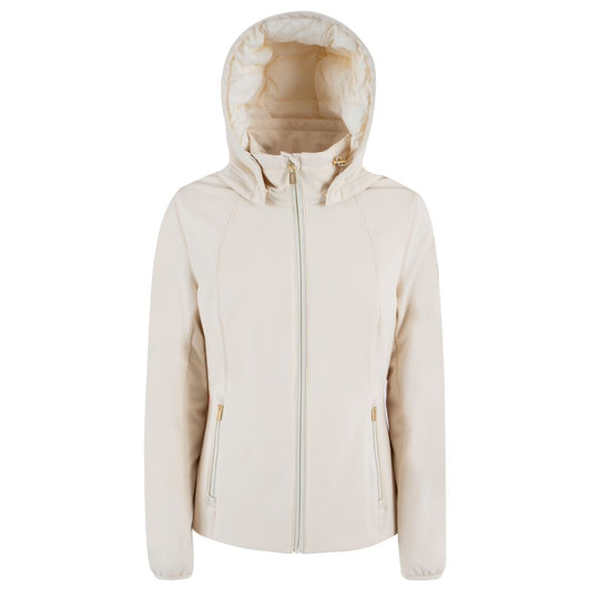 Yes Zee White Nylon Padded Jacket with Removable Hood