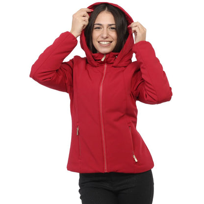 Yes Zee Red Nylon Padded Jacket with Removable Hood