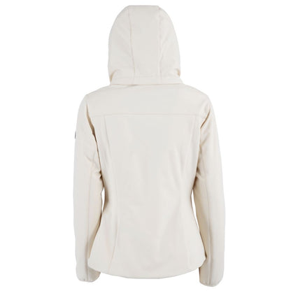 Yes Zee White Nylon Padded Jacket with Removable Hood