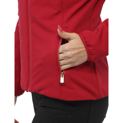 Yes Zee Red Nylon Padded Jacket with Removable Hood