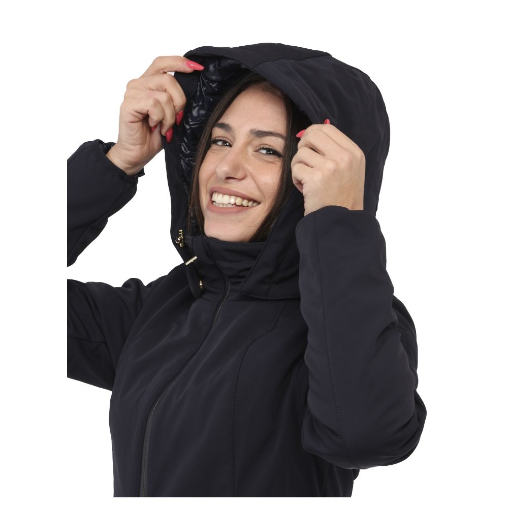 Yes Zee Blue Nylon Jacket with Removable Hood