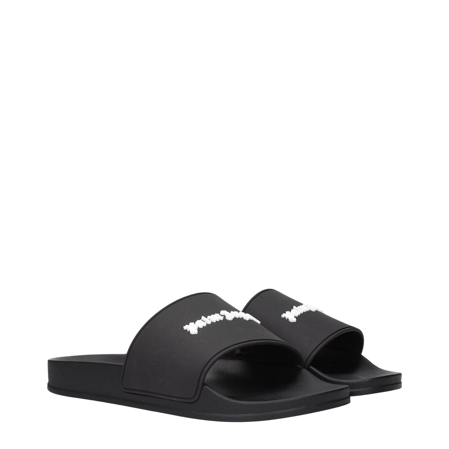 Palm Angels Black Cotton Slippers Sandals