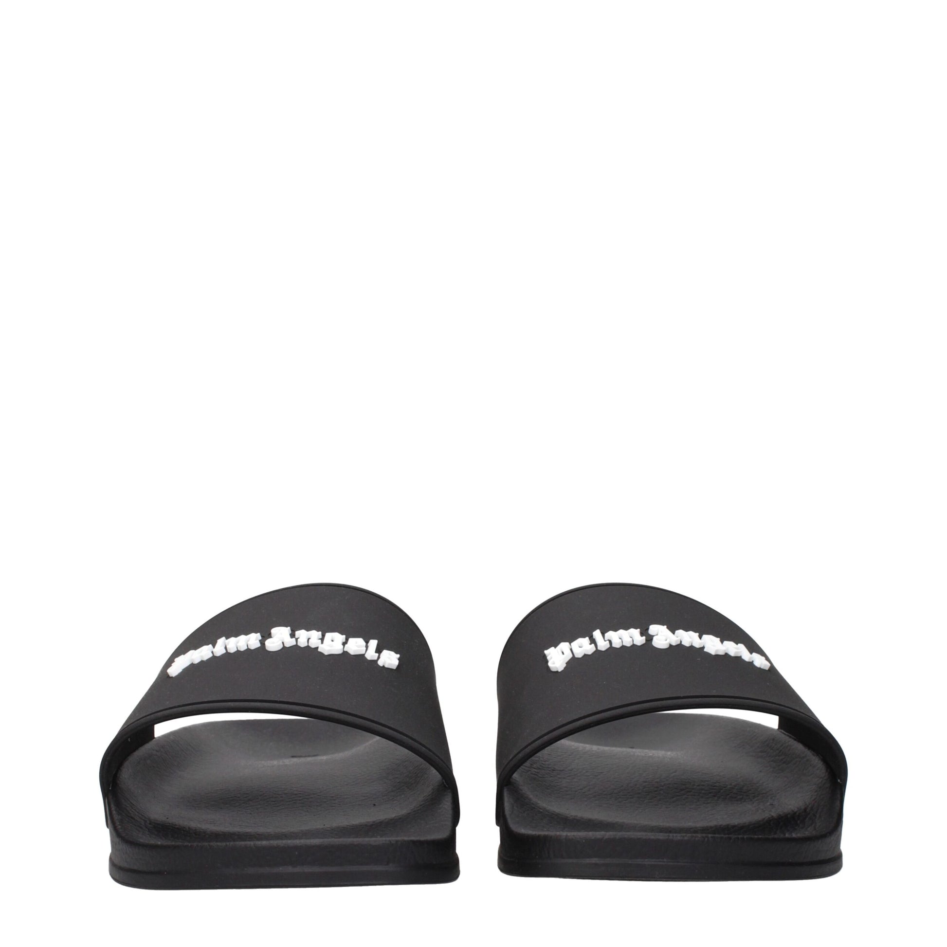 Palm Angels Black Cotton Slippers Sandals