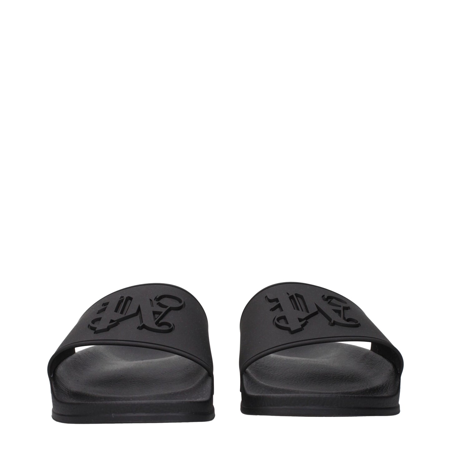 Palm Angels Black Cotton Slippers Sandals