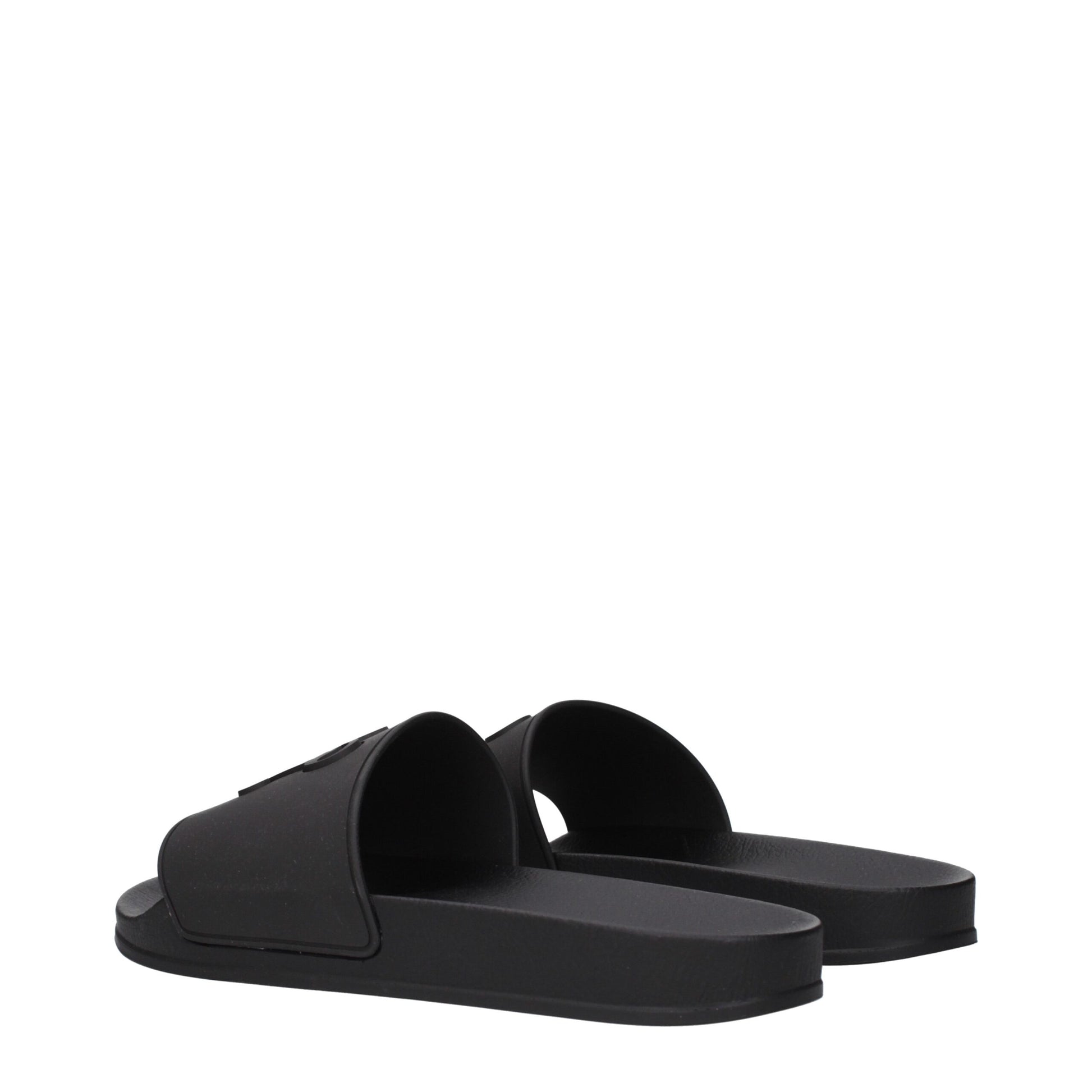 Palm Angels Black Cotton Slippers Sandals