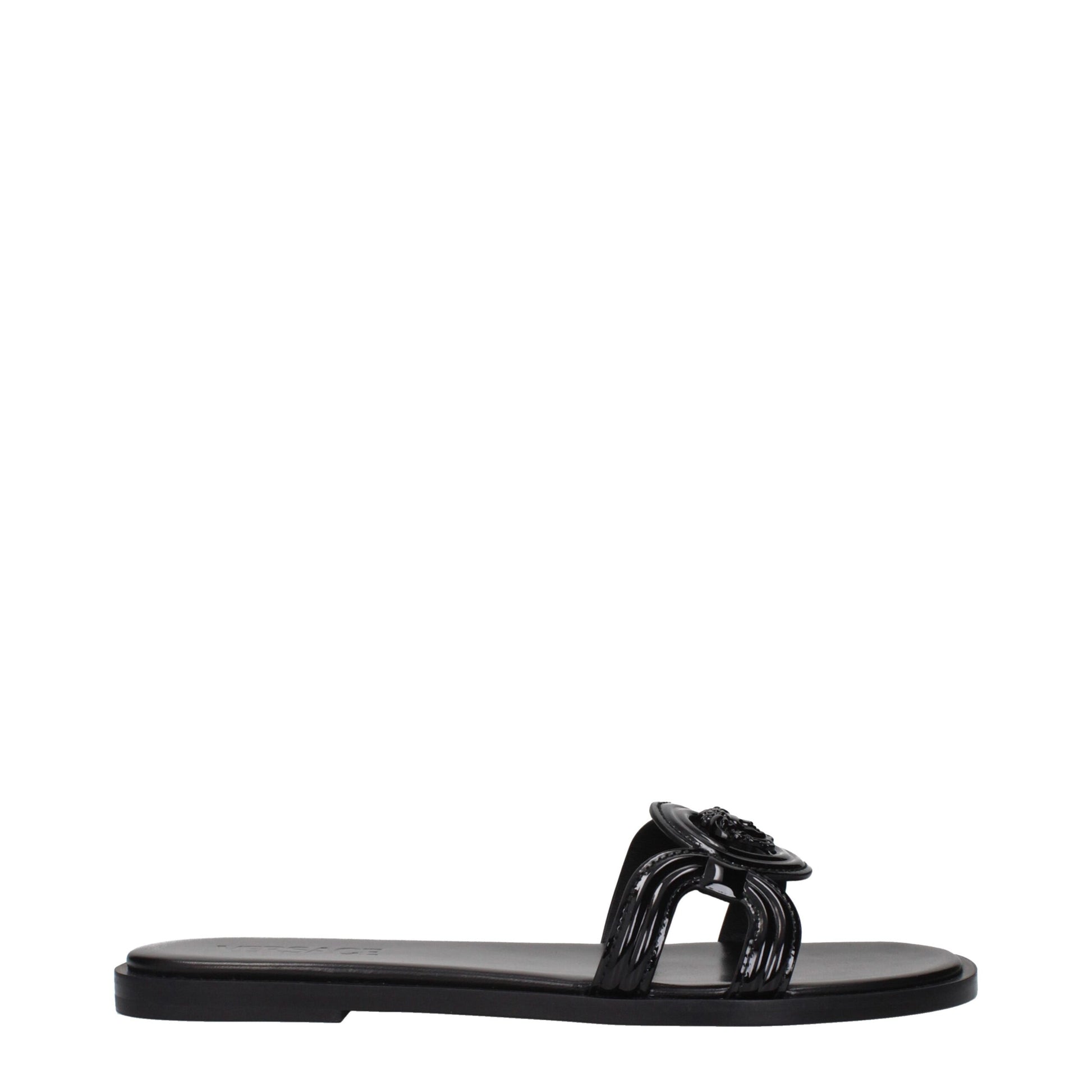 Versace Black Leather Slippers Sandals - Elevate Your Footwear Game