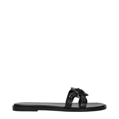 Versace Black Leather Slippers Sandals - Elevate Your Footwear Game