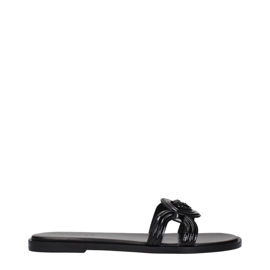 Versace Black Leather Slippers Sandals - Elevate Your Footwear Game