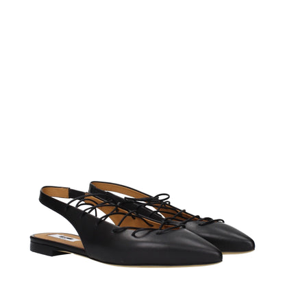Moschino Black Leather Flats - Stylish Comfort Redefined