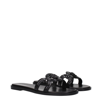 Versace Black Leather Slippers Sandals - Elevate Your Footwear Game