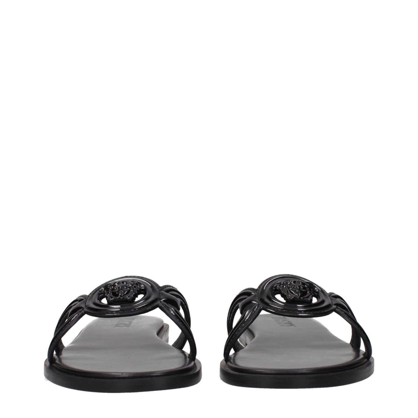 Versace Black Leather Slippers Sandals - Elevate Your Footwear Game