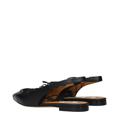 Moschino Black Leather Flats - Stylish Comfort Redefined