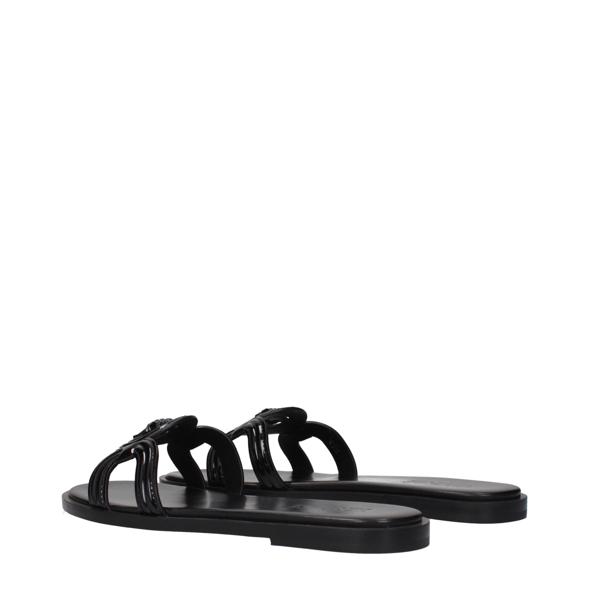 Versace Black Leather Slippers Sandals - Elevate Your Footwear Game