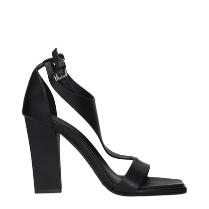 Max Mara Black Leather Stiletto Heels Sandals